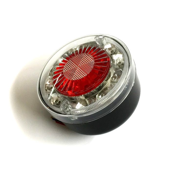 Πίσω φανάρι LED τύπου hamburger, κόκκινο/λευκό, 24V, διάμετρος 135mm