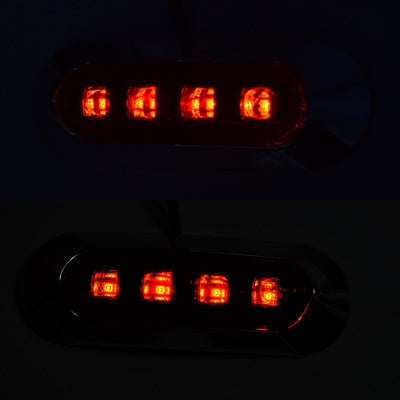 Червен LED габарит с хром корпус, 4 диода, 12V