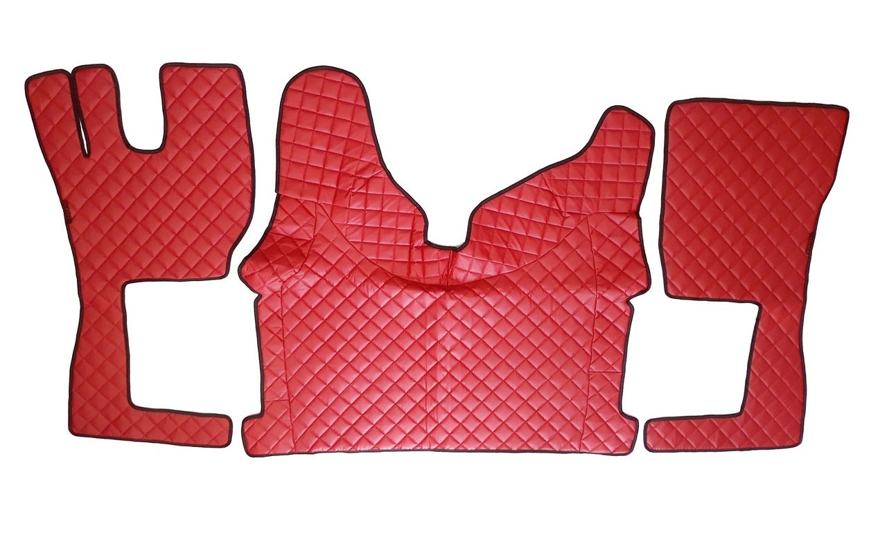 Tapis de sol en cuir synthétique (éco-cuir) rouge – adapté pour Volvo FH 2013+