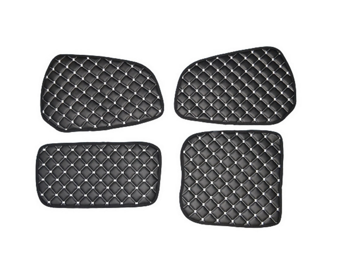 Tapis de porte en cuir synthétique (éco-cuir) – adapté pour Scania R Series 2010–2016, noir avec surpiqûres blanches