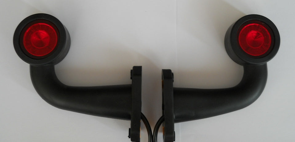 Feu de gabarit LED courbe blanc/rouge 12/24 V côté droit pour véhicules utilitaires et remorques