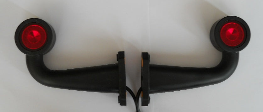 Feu de position droit long incurvé à LED, rouge/blanc, 12/24 V