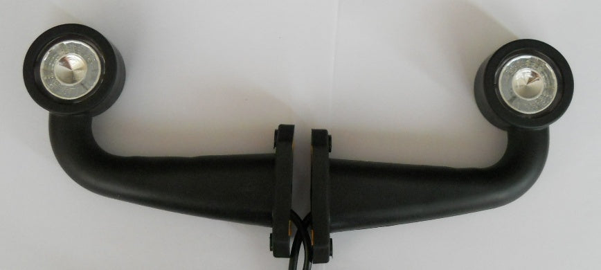 Feu de position droit long incurvé à LED, rouge/blanc, 12/24 V