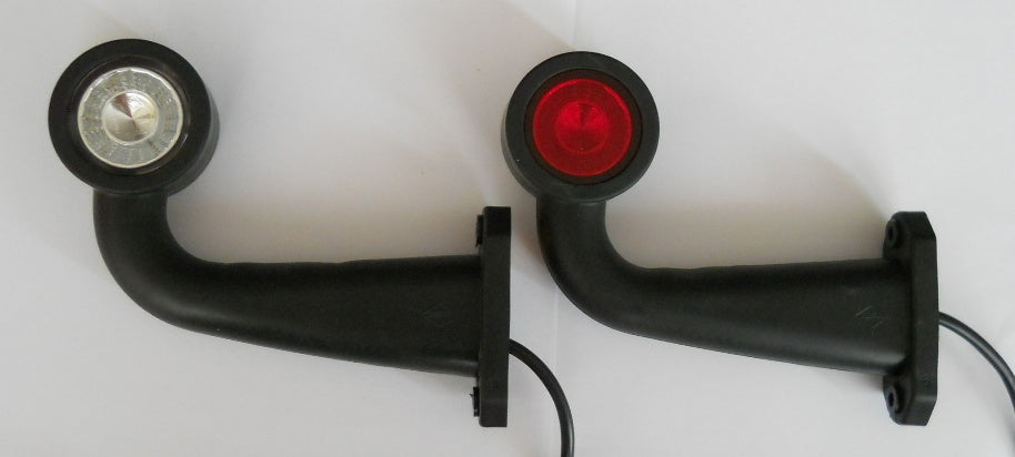 Feu de gabarit latéral long incurvé à LED, gauche, rouge/blanc, 12/24 V