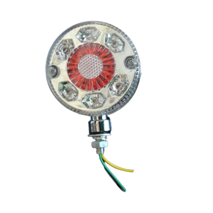 Feu rond LED chromé pour camion – 12 LED, 24 V, rouge/ambre, 78 mm