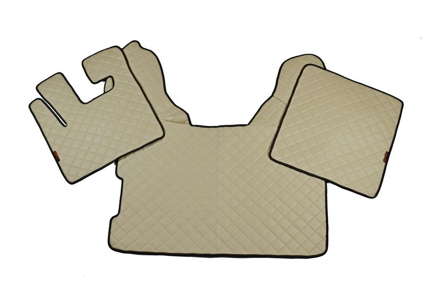 Tapis de sol beige en cuir synthétique (éco-cuir) – adapté pour DAF 105, 2009+
