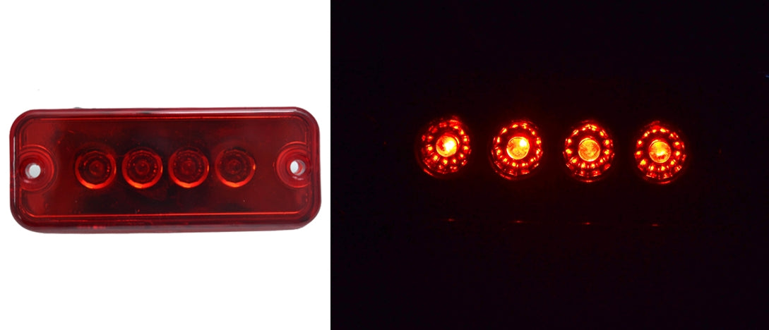 Червен габаритен LED фар – 4 LED диода, 24 V