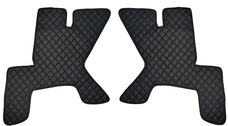 Tapis de porte, jeu de 2 pièces – cuir synthétique (éco-cuir), noir avec surpiqûres rouges, adapté pour Renault T 2014+