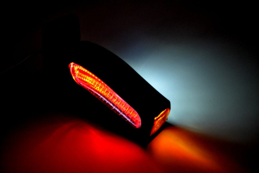 Τριπλό LED φως θέσης με φλας – Neon κόκκινο/λευκό/κίτρινο, 12/24V, 170 mm