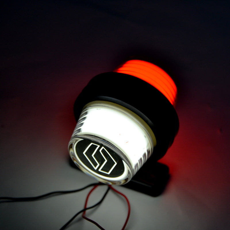 Feu de gabarit latéral néon – type corne courte, rouge/blanc, adapté pour logo Renault, 12/24 V, 110 x 90 mm, embase caoutchouc 720 mm