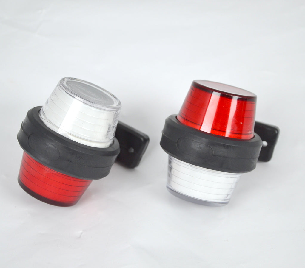 Неонен габаритен страничен фар – червен/бял, подходящ за Volvo Logo, 12/24V, 110 x 90 mm, гумена основа 720 mm