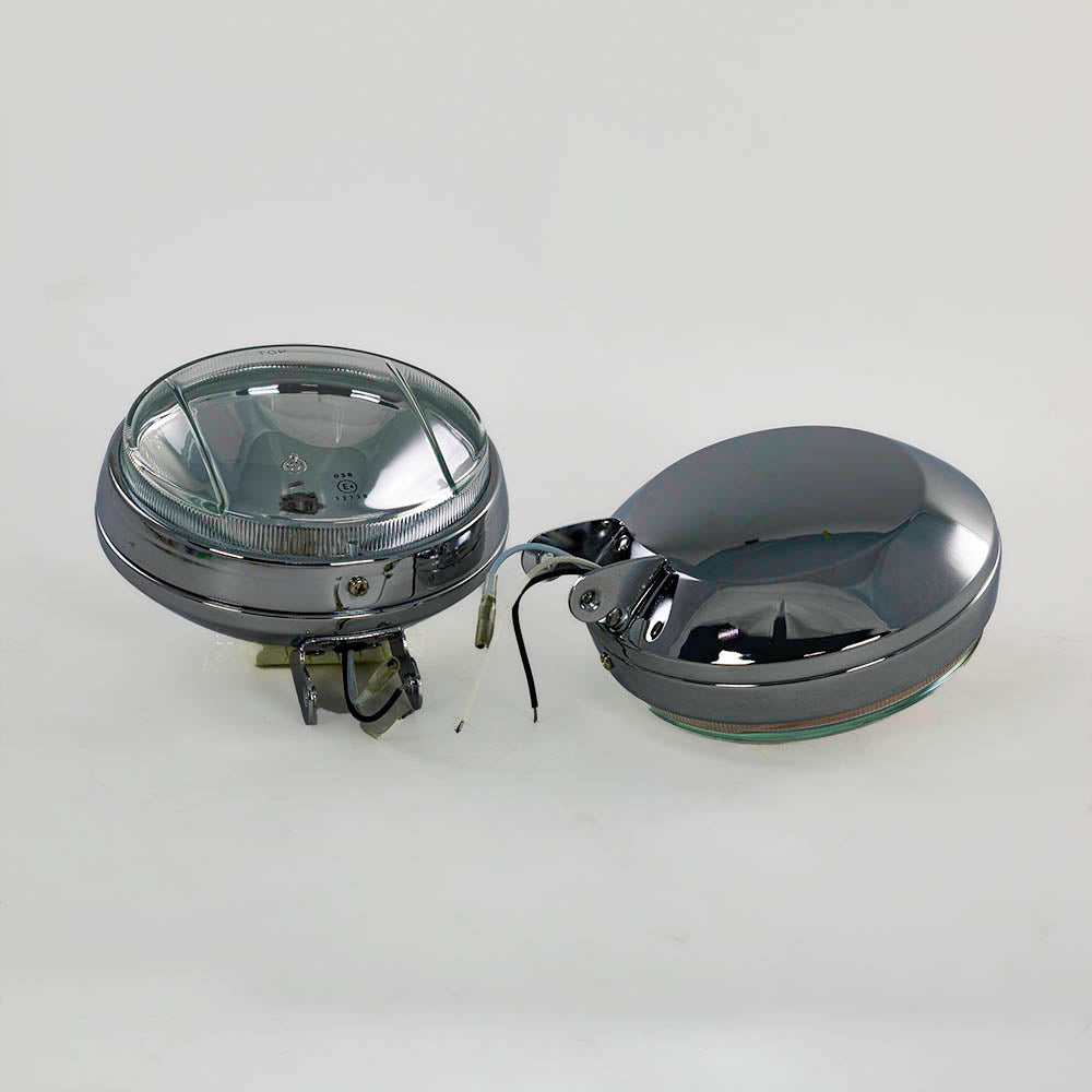 Grands projecteurs halogènes ronds, coque chromée, faisceau blanc, jeu de 2