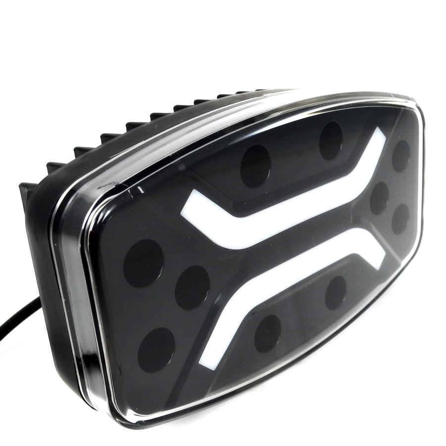 Feu ovale combiné halogène et DRL, 12/24 V, 10 LED, 250×140×70 mm