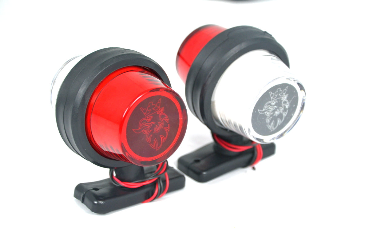 Feu de position latéral néon – type corne courte, rouge/blanc, 12/24 V, adapté pour logo Scania