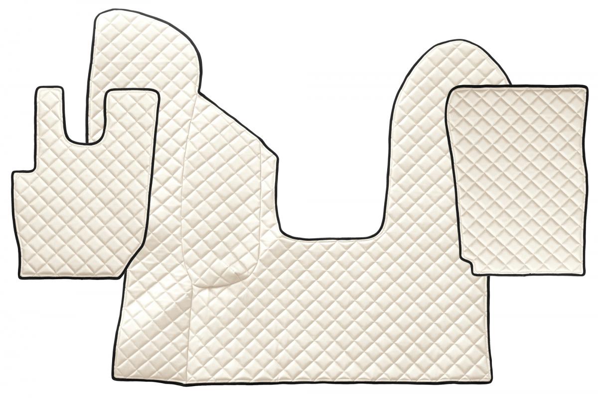 Jeu de tapis de sol beige en cuir synthétique (éco-cuir) – adapté pour DAF CF Euro 6 boîte automatique, à partir de 2013