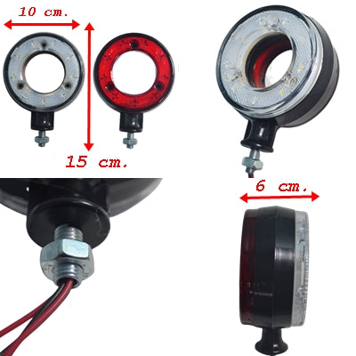 Feu de gabarit à LED pour rétroviseur avec ouverture, rouge/blanc, 12/24 V, lot de 2