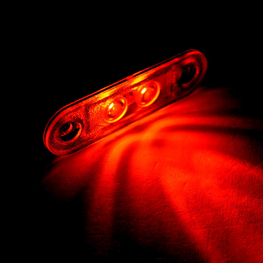 Feu de position LED clignotant, 2 LED SMD, double embase noire, cabochon blanc, ambre, 12/24 V, 79 x 23 mm