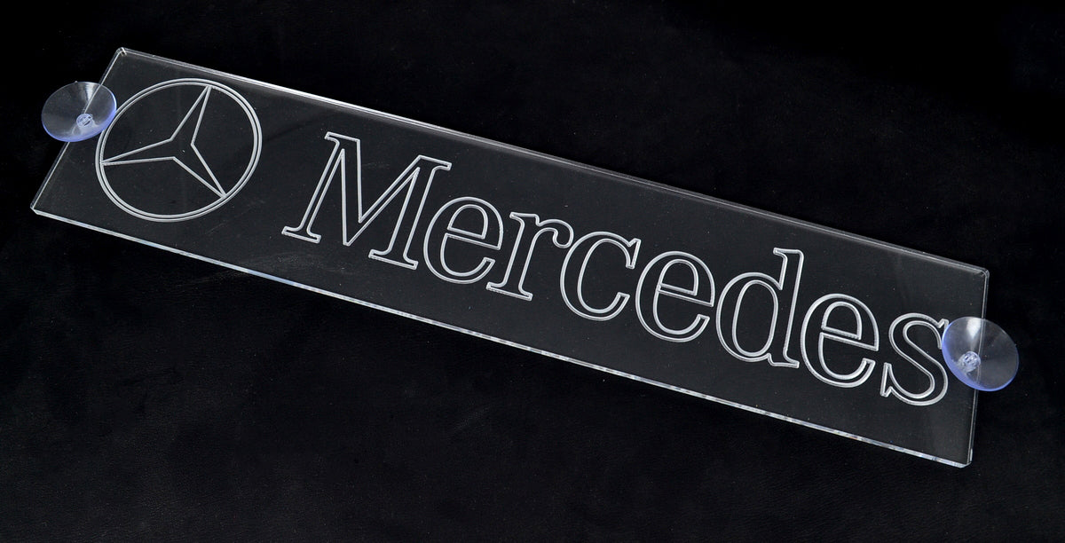Правоъгълен табела, подходяща за Mercedes – лого и надпис, 500 mm
