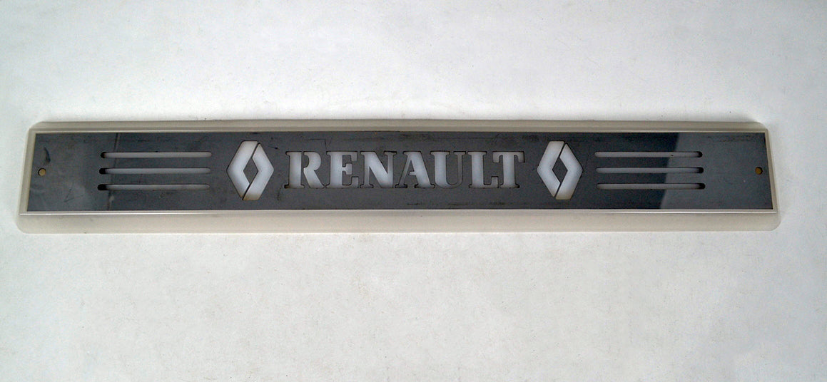 Ορθογώνια φωτιζόμενη πινακίδα καθρέφτη κατάλληλο για Renault – ανοξείδωτος χάλυβας, κόκκινα LED, 24V, 56 x 9 cm