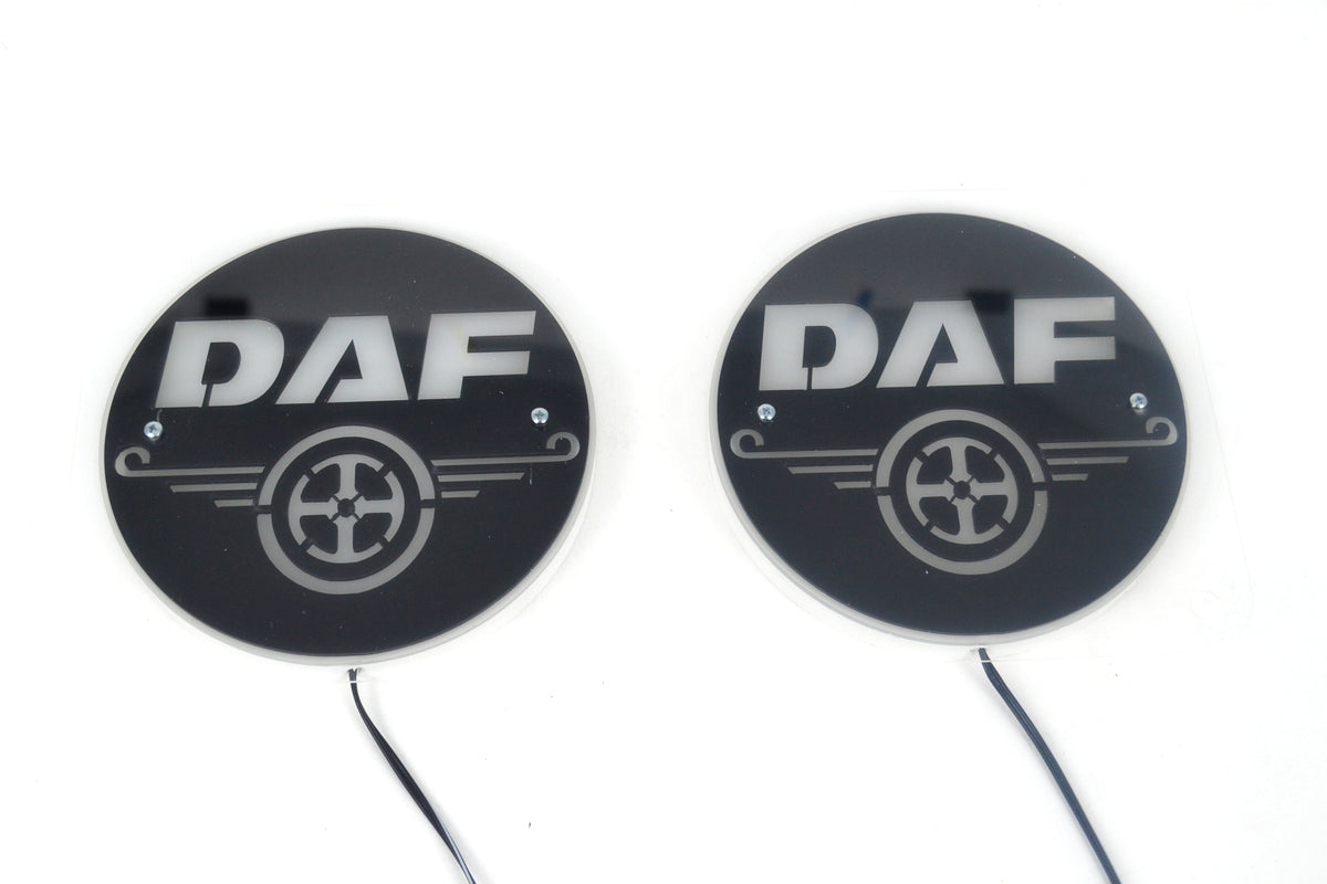 Черни вътрешни табели за предно стъкло, подходящи за DAF – бял надпис