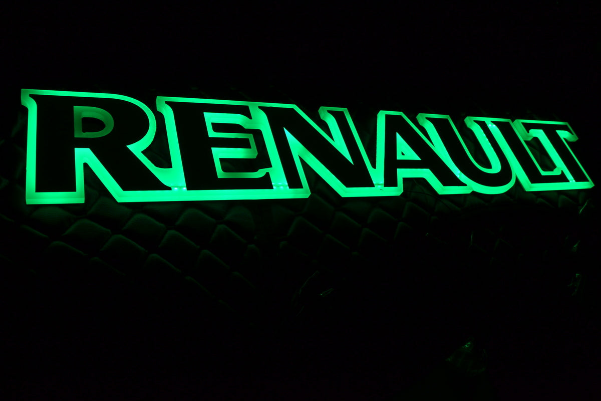 Beleuchtetes Frontgrill-Schild geeignet für Renault – grünes Licht, 24 V