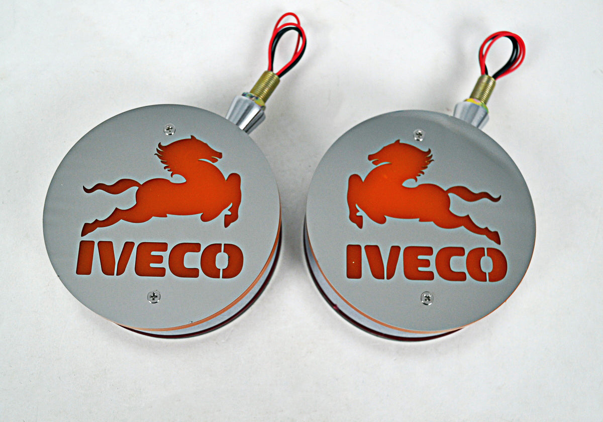 LED φως σήμανσης καθρέφτη κατάλληλο για IVECO – Κίτρινο/Κόκκινο, 24V, Διάμετρος 100 mm