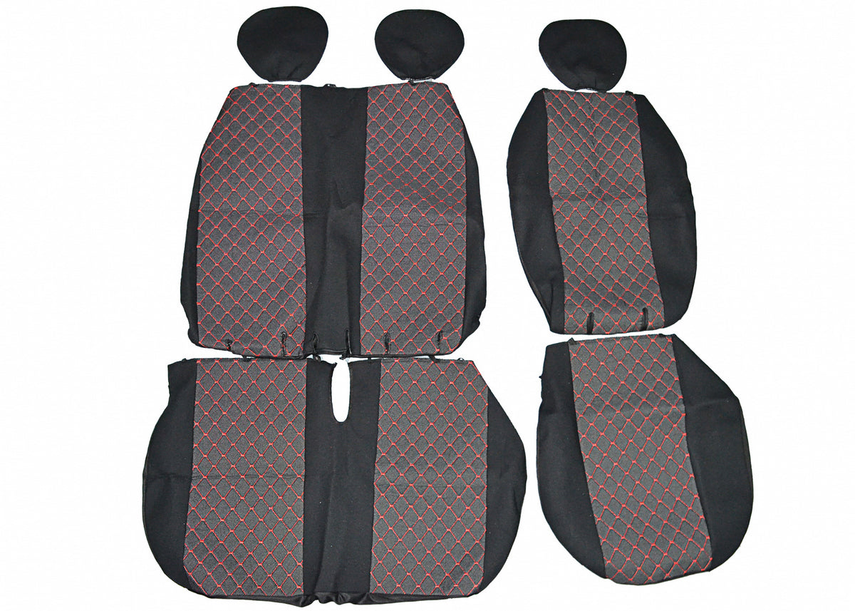 Seat Cover Set – suitable for Mercedes Sprinter 2+1 Seats, 2018+, Black/Red, Polyester and Elastane