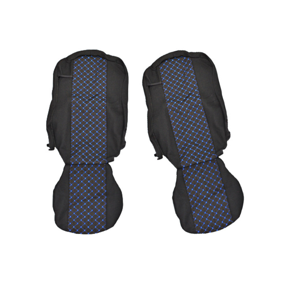 Jeu de housses de siège adapté pour Volvo FH13 2013+, noir et bleu, polyester et élasthanne