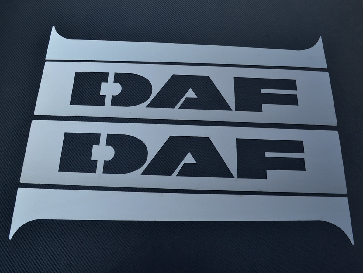 Jeu de garnitures de montant de porte noir avec logo adapté pour DAF – inox, 4 pièces