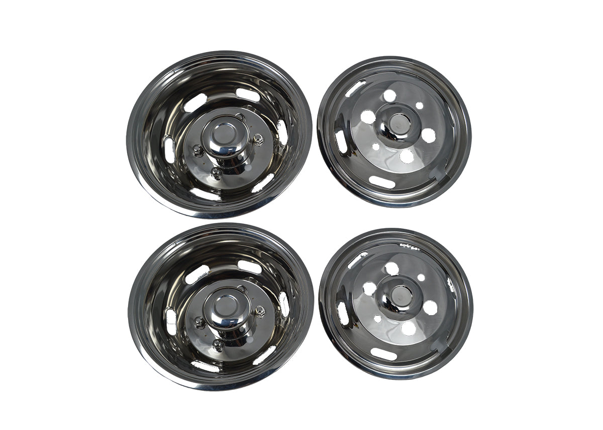Full Wheel Cover Set suitable for Iveco Daily Bus – 16" Stainless Steel, Front and Rear, Mounting Kit Included