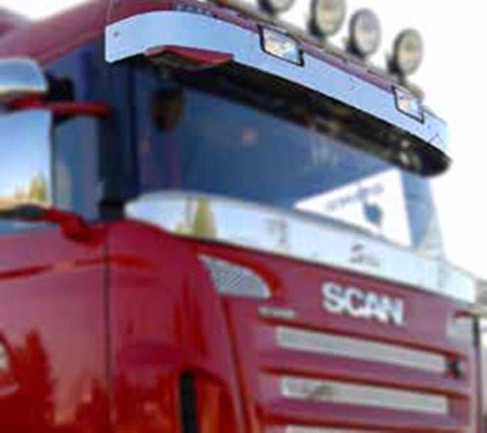 Pare-soleil en inox – Version étroite, adapté pour Scania 1998–2014