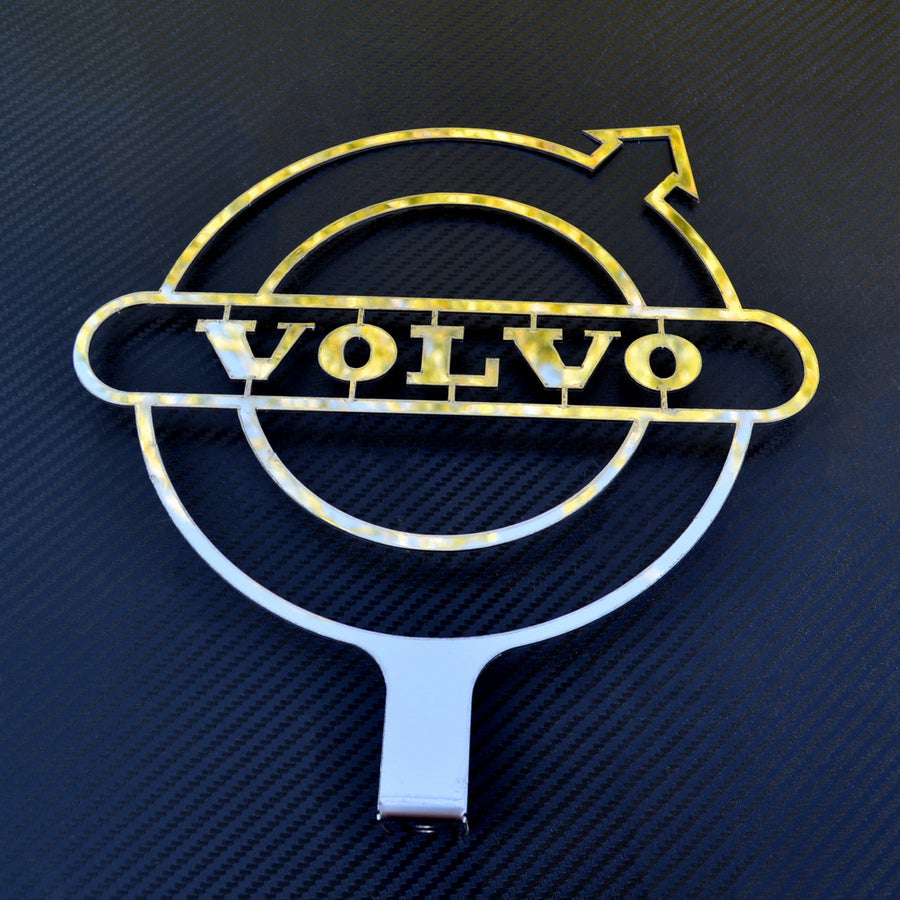Edelstahl-Armaturenbrett-Dekoration – geeignet für Volvo Logo, 235 x 235 mm