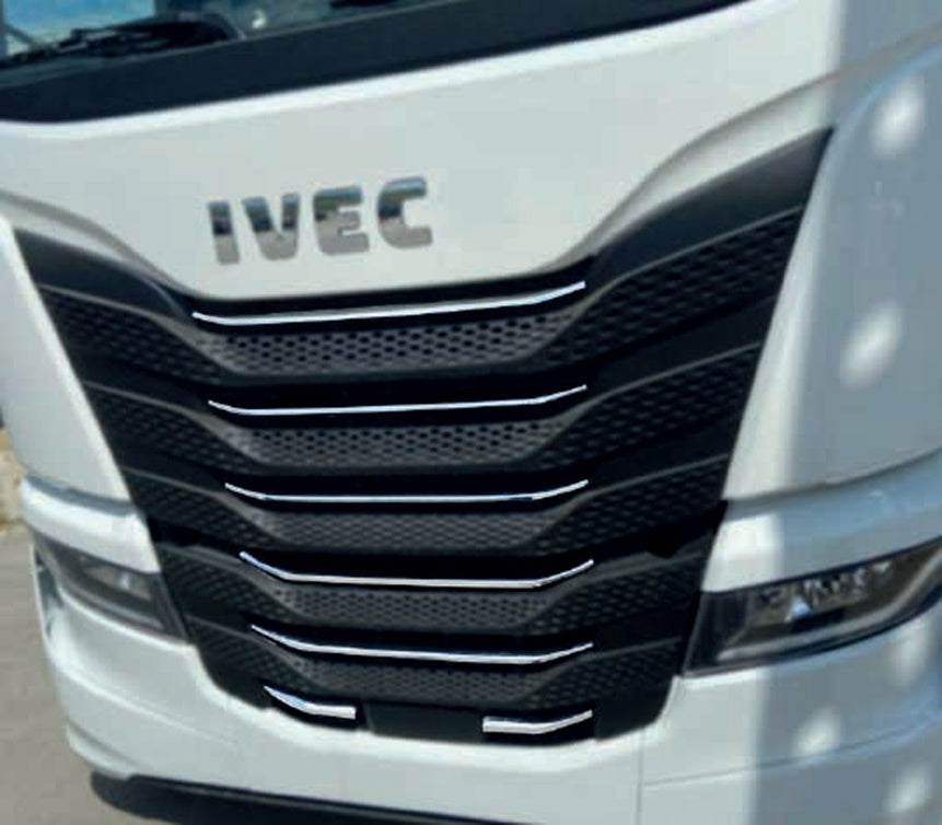 Décoration de calandre avant – jeu de 7 entourages chromés-nickel adaptés pour Iveco S-Way, inox 304