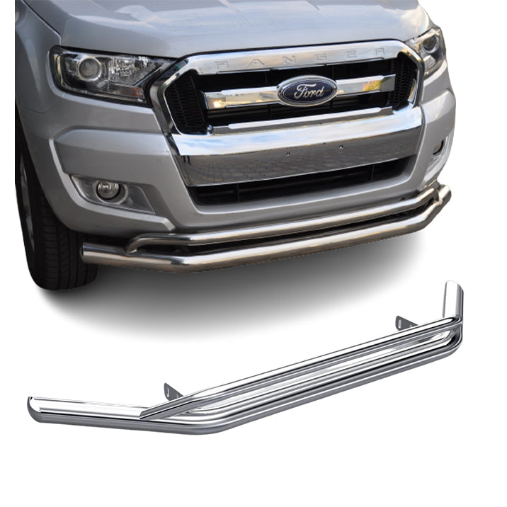 Pare-buffle avant – adapté pour Ford Ranger 2012+, inox, Ø76/42 mm, 1600 x 170 mm