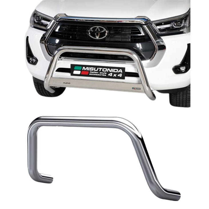 PARE-BUFFLE AVANT – adapté pour Toyota Hilux 2020+, acier inoxydable, Ø76 mm