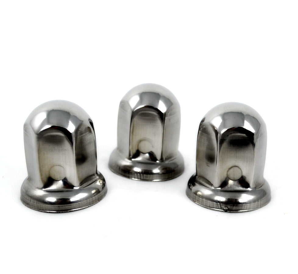 Cache-écrou de roue long en acier inoxydable – 33 mm finition chromée