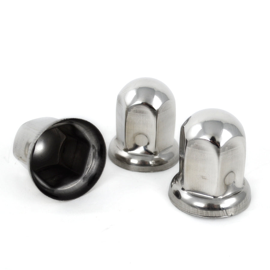 Cache-écrou de roue long en acier inoxydable – 33 mm finition chromée