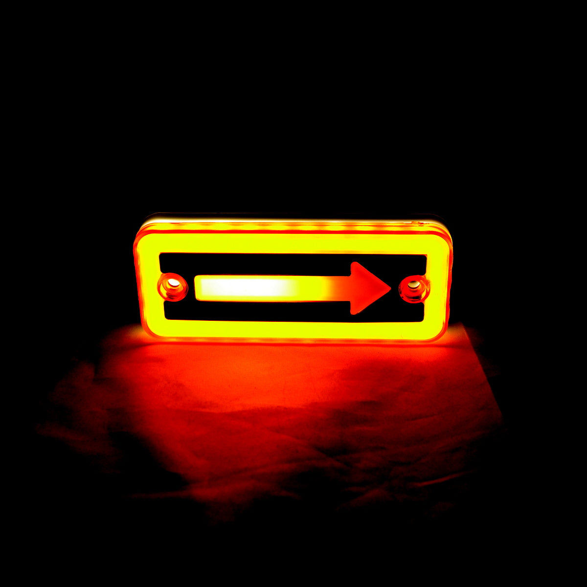 Feu de gabarit latéral LED néon orange, motif flèche, 24V