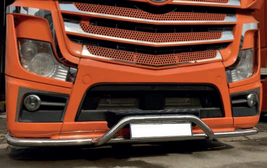 Pare-buffle avant inférieur – 60 mm, 3 pièces, sous pare-chocs au-dessus de la plaque d’immatriculation, adapté pour Mercedes Actros MP4/MP5