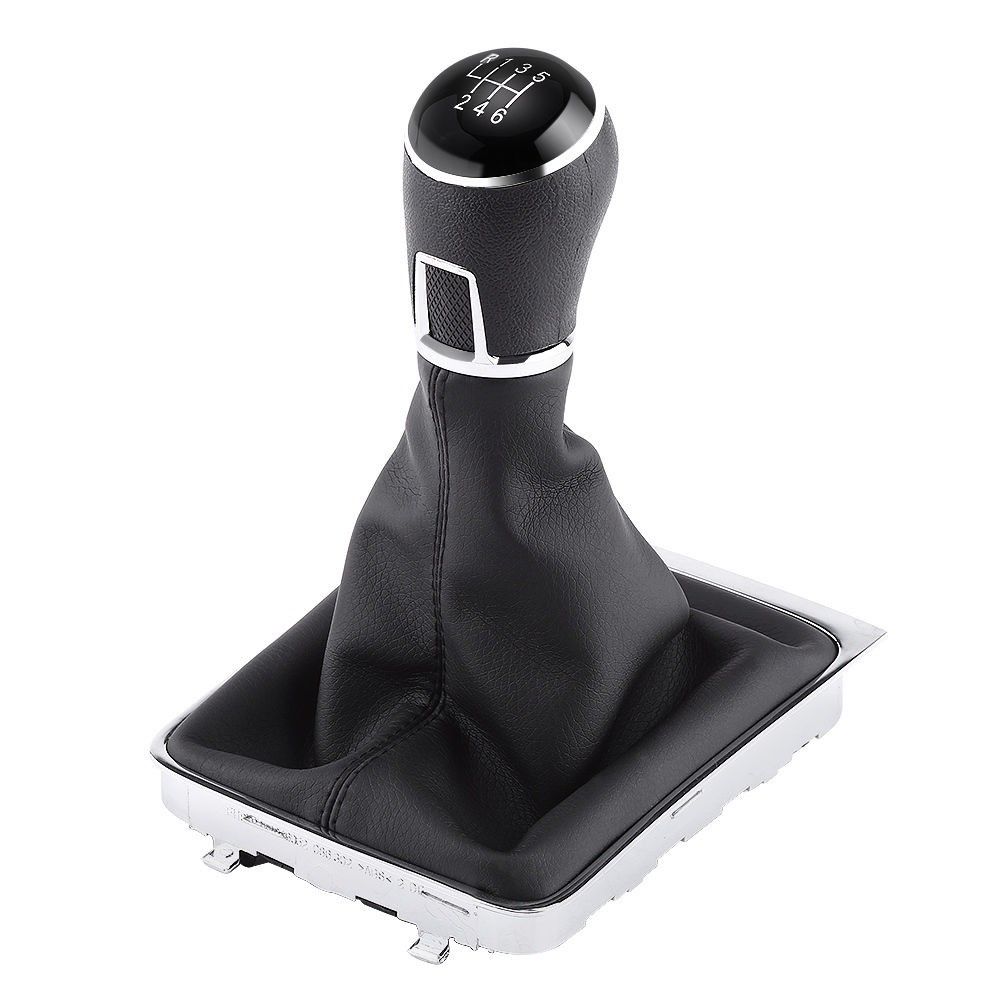 Pommeau de levier de vitesse avec soufflet et embase – 6 vitesses, cadre chromé, adapté pour VW Passat B7 (2011–2015)