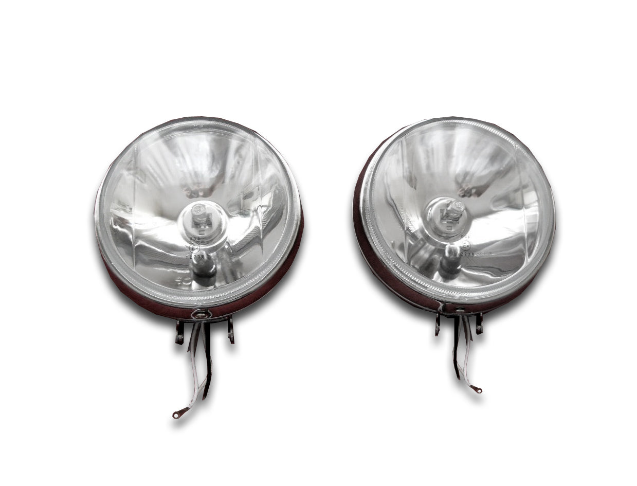 Grands projecteurs halogènes ronds, coque chromée, faisceau blanc, jeu de 2