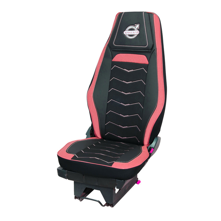 Housses de siège – adapté pour Volvo FH4 Euro 6, noir et rouge, cuir et Alcantara