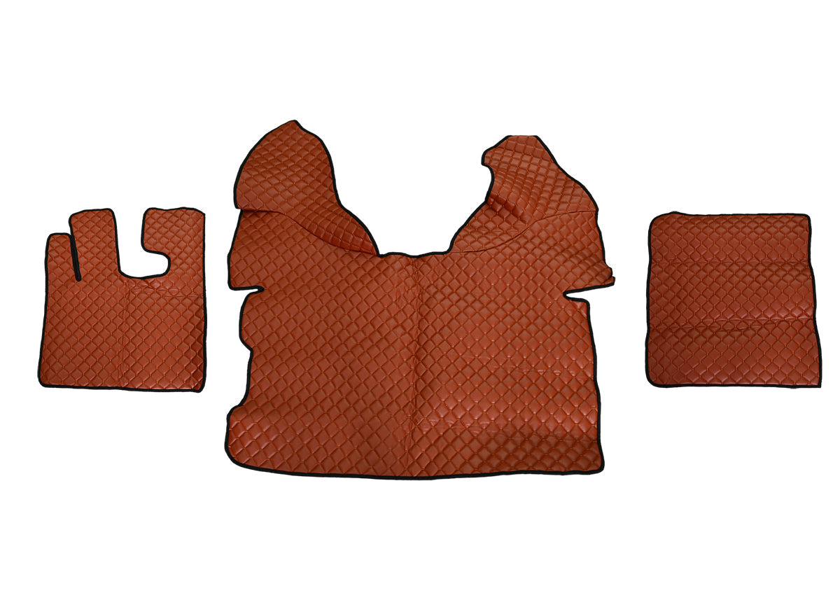 Tapis de sol en cuir marron – adapté pour DAF XF 105 (2006–2013) et DAF XF 106 (2014–), boîte automatique avec Webasto