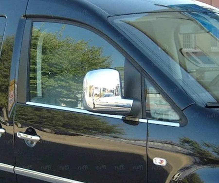 Coques de rétroviseur chromées – adapté pour VW Transporter T5 2003–2010 et VW Caddy 2004–2015, plastique ABS, jeu de 2