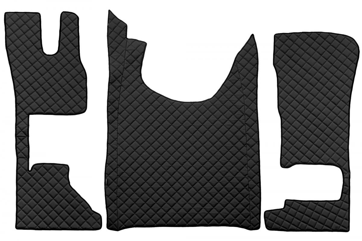 Black Eco Leather Floor Mats – suitable for DAF XG+ with Folding Passenger Seat, 2021–