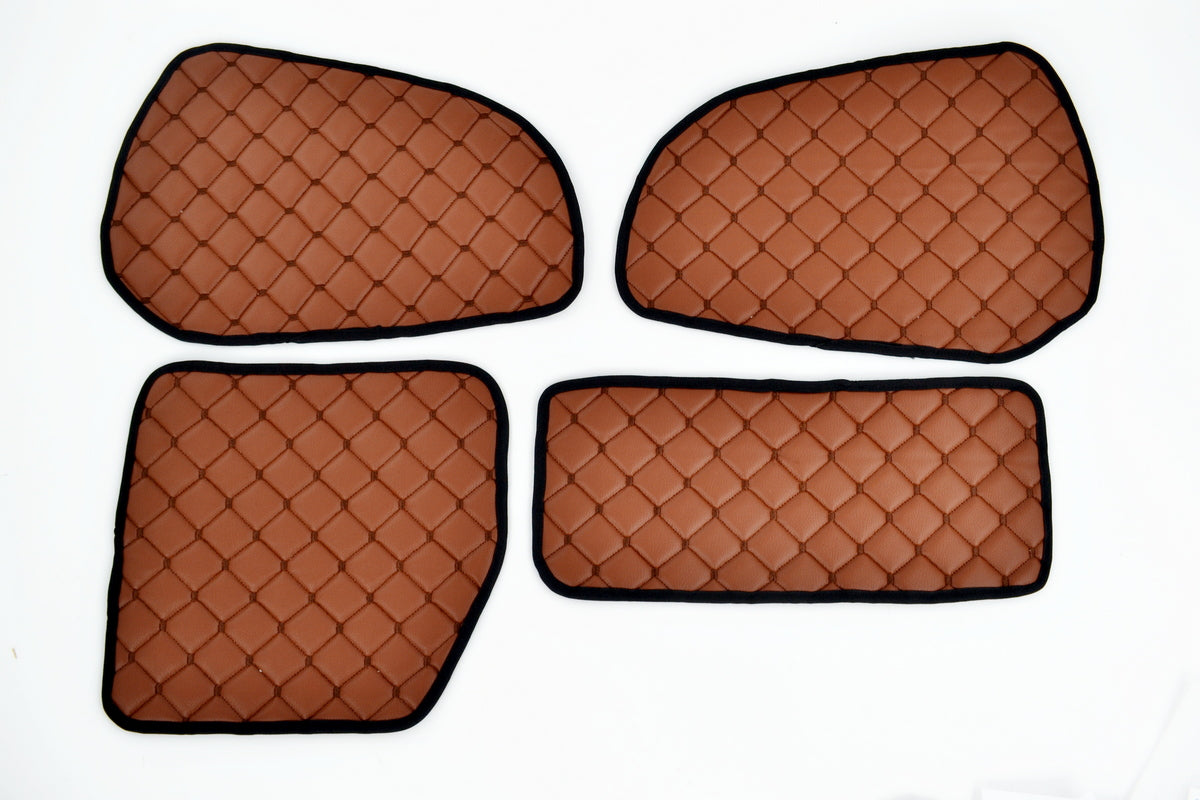 Πατάκια πόρτας από τεχνητό δέρμα (eco leather) – κατάλληλο για Scania R 1998–2010, καφέ, με καλύμματα