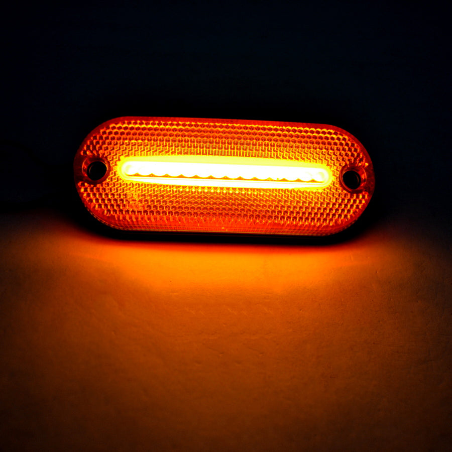 Οβάλ πλαϊνό φως θέσης LED – 20 LED, κεντρικό νεον, κίτρινο
