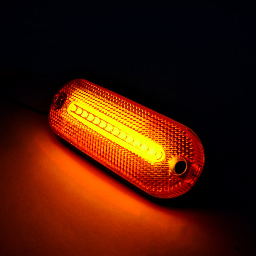 Οβάλ πλαϊνό φως θέσης LED – 20 LED, κεντρικό νεον, κίτρινο