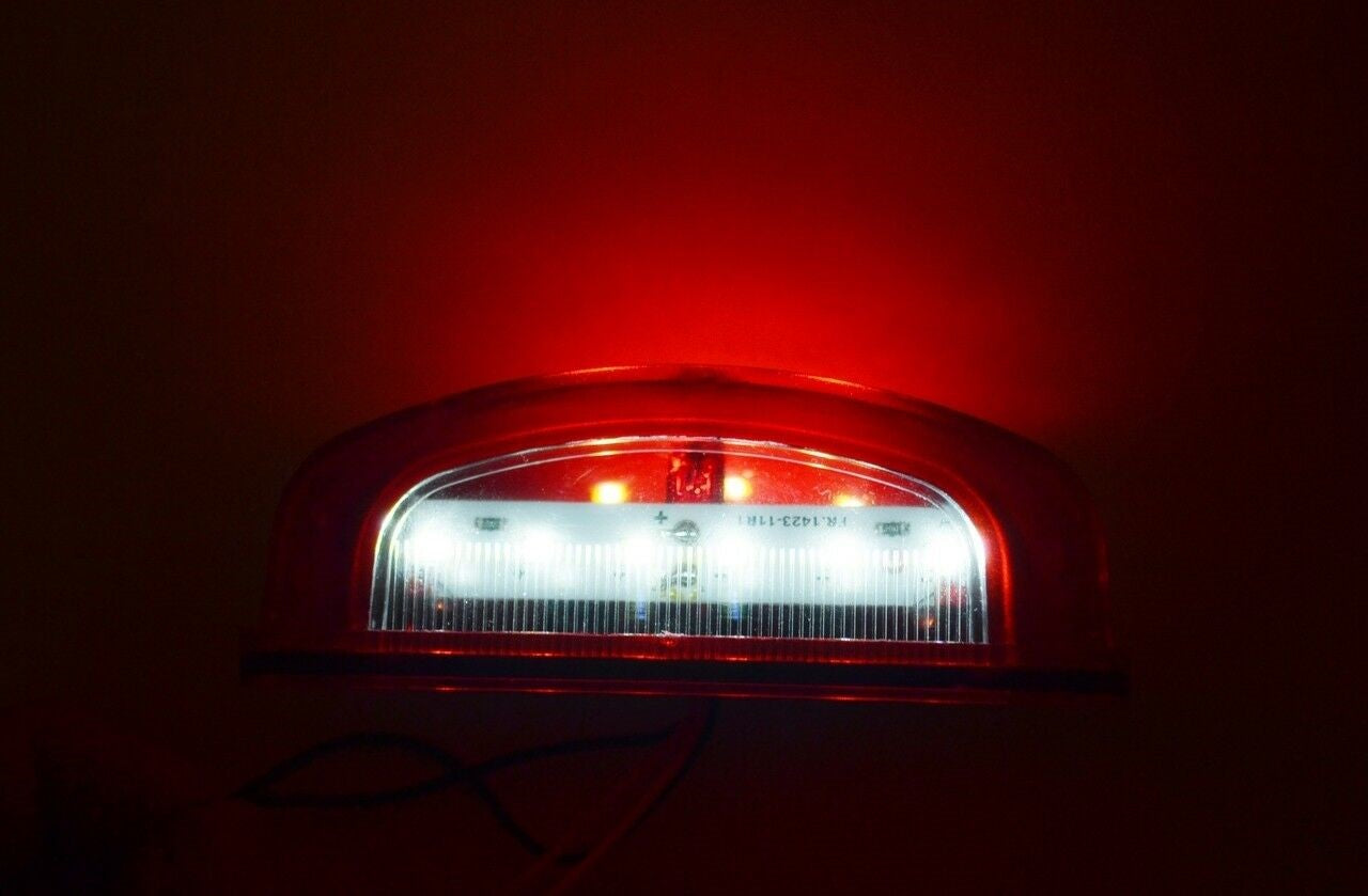 LED License Plate Light Set, Red/White, 104 mm, Universal Automotive, Pack of 2
