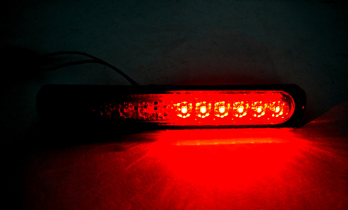 Feu de gabarit LED rouge, 12 diodes, fonction flash, 12/24 V